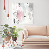 Wall Art 60cmx60cm Abstract Pink Grey 2 Sets White Frame Canvas