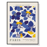 Wall Art 90cmx135cm Paris Flower Market Black Frame Canvas