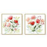 Wall Art 80cmx80cm Florals 2 Sets Gold Frame Canvas