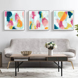 Wall Art 50cmx50cm Colourful 3 Sets Black Frame Canvas