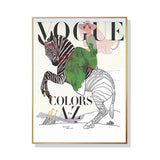 Wall Art 60cmx90cm Vogue Lady Gold Frame Canvas