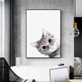 Wall Art 50cmx70cm Cat With Glasses Black Frame Canvas