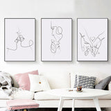 Wall Art 50cmx70cm Couples 3 Sets Black Frame Canvas