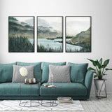 Wall Art 60cmx90cm Landscape 3 Sets Black Frame Canvas