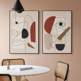 Wall Art 70cmx100cm Abstract Line Art By Picasso 3 Sets Black Frame Canvas