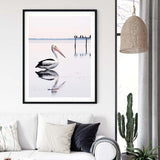 Wall Art 50cmx70cm Pelican Black Frame Canvas