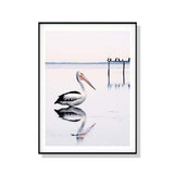 Wall Art 90cmx135cm Pelican Black Frame Canvas