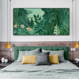 Wall Art 40cmx80cm The Equatorial Jungle Green Forest By Henri Rousseau Black Frame Canvas