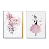 Wall Art 70cmx100cm Dancing Ballerina in Paris 2 Sets Gold Frame Canvas