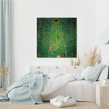 Wall Art 90cmx90cm Sunflower by Gustav Klimt White Frame Canvas