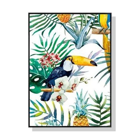 Wall Art 50cmx70cm Toucan plants Black Frame Canvas