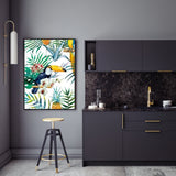 Wall Art 80cmx120cm Toucan plants Black Frame Canvas