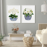 Wall Art 70cmx100cm Elegant Flower 2 Sets White Frame Canvas