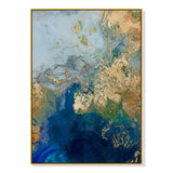 Wall Art 50cmx70cm Marbled Blue Gold Artwork Gold Frame Canvas