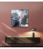 Wall Art 40cmx40cm Marbled Black Grey Black Frame Canvas