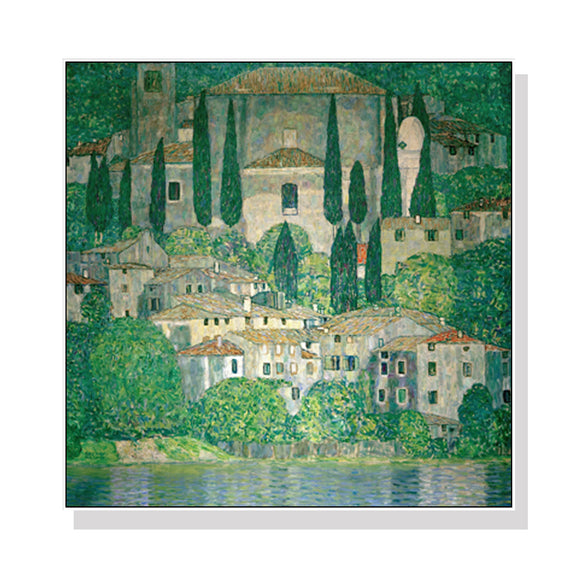 Wall Art 60cmx60cm Kirche In Cassone by Gustav Klimt White Frame Canvas