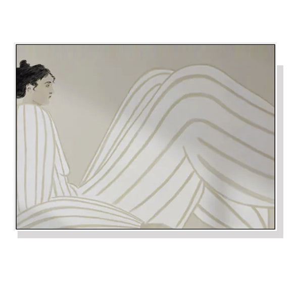 Wall Art 60cmx90cm Abstract Lady White Frame Canvas