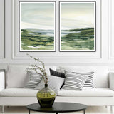 Wall Art 60cmx90cm Watercolor landscape 2 Sets Black Frame Canvas