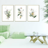 Wall Art 80cmx120cm Green and Gold Watercolor Botanical 3 Sets Gold Frame Canvas