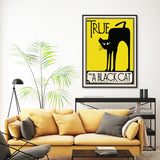 Wall Art 90cmx135cm Black Cat Black Frame Canvas