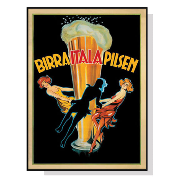 Wall Art 80cmx120cm Birra Itala Pilsen Black Frame Canvas