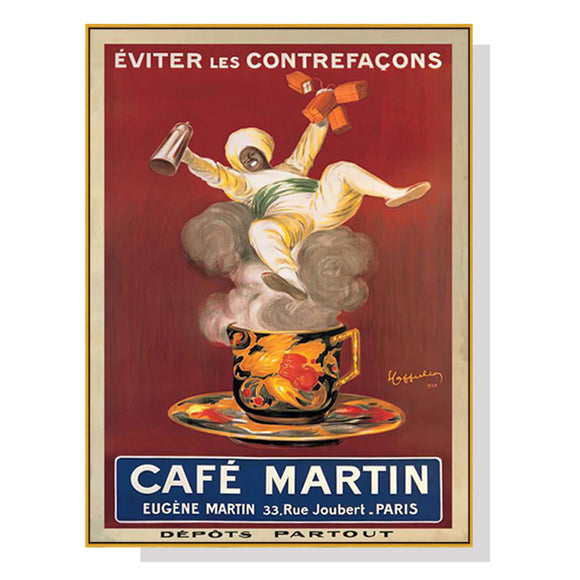 Wall Art 50cmx70cm Cafe Martin Gold Frame Canvas