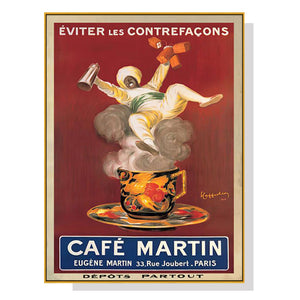 Wall Art 90cmx135cm Cafe Martin Gold Frame Canvas