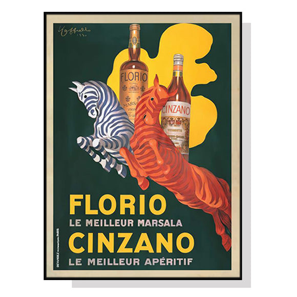 Wall Art 90cmx135cm Florio Cinzano Black Frame Canvas