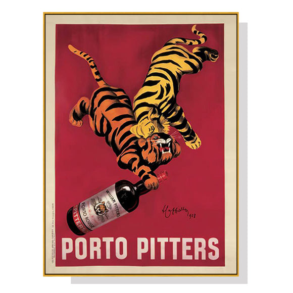 Wall Art 70cmx100cm Porto Pitters Vintage Gold Frame Canvas