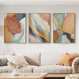 Wall Art 60cmx90cm Abstract Orange 3 Sets Gold Frame Canvas