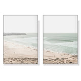 Wall Art 60cmx90cm Coastal Prints 2 Sets White Frame Canvas