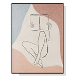 Wall Art 40cmx60cm Woman Reading Book Black Frame Canvas