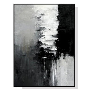 Wall Art 60cmx90cm Abstract Black White Artwork Black Frame Canvas