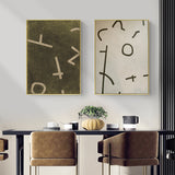 Wall Art 60cmx90cm Neutral Composition 2 Sets Gold Frame Canvas