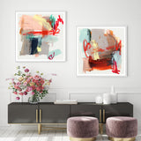 Wall Art 50cmx50cm Abstract Colourful Garden 2 Sets White Frame Canvas