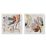 Wall Art 90cmx90cm Blooming Spring Floral 2 Sets White Frame Canvas