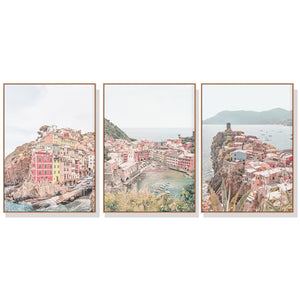 Wall Art 60cmx90cm Italy Cinque Terre 3 Sets Wood Frame Canvas