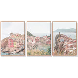 Wall Art 60cmx90cm Italy Cinque Terre 3 Sets Wood Frame Canvas