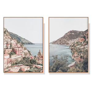 Wall Art 80cmx120cm Italy Positano 2 Sets Wood Frame Canvas