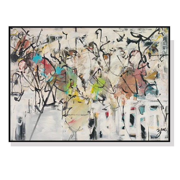 Wall Art 40cmx60cm Abstract White Dream Black Frame Canvas