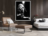 Wall Art 60cmx90cm Young Stevie Nicks in Concert Poster, Black Frame Canvas