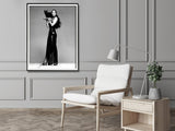 Wall Art 50cmx70cm Cher Music Black and White, Black Frame Canvas