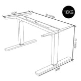 FORTIA Single Motor Sit/Stand Desk Frame, 58 x 90-135cm, 72-118cm Height Adjustable, 70kg Load, Silver