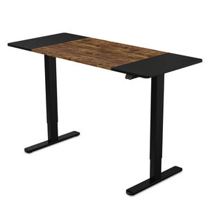 Fortia Sit To Stand Up Standing Desk, 140x60cm, 72-118cm Electric Height Adjustable, 70kg Rated, Oak Style/Black Frame