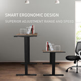 Fortia Sit To Stand Up Standing Desk, 140x60cm, 72-118cm Electric Height Adjustable, 70kg Rated, Oak Style/Black Frame