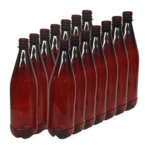 750ml Amber PET beer bottle with caps x 16