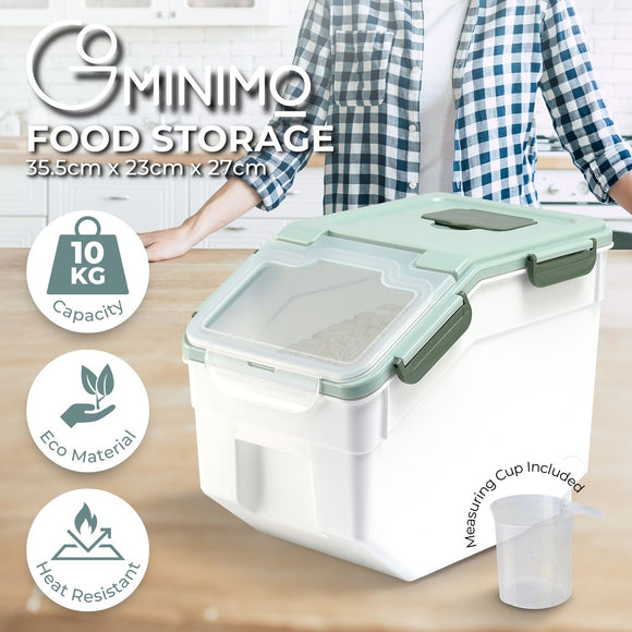 GOMINIMO Multipurpose Food Storage Container with Lids and Cup for Pet Food or Rice Grains (Green)