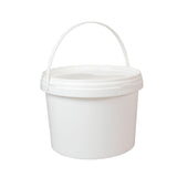 Bulk 10x 2L Plastic Buckets + Lids - Empty White With Handle - Small Food Pail