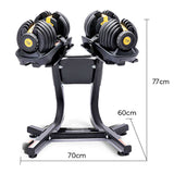 Powertrain Adjustable Dumbbell Set  2x 24kg 48kg With Stand - Gold