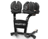 Powertrain Adjustable Dumbbells Set 2x 40kg  80kg with Stand